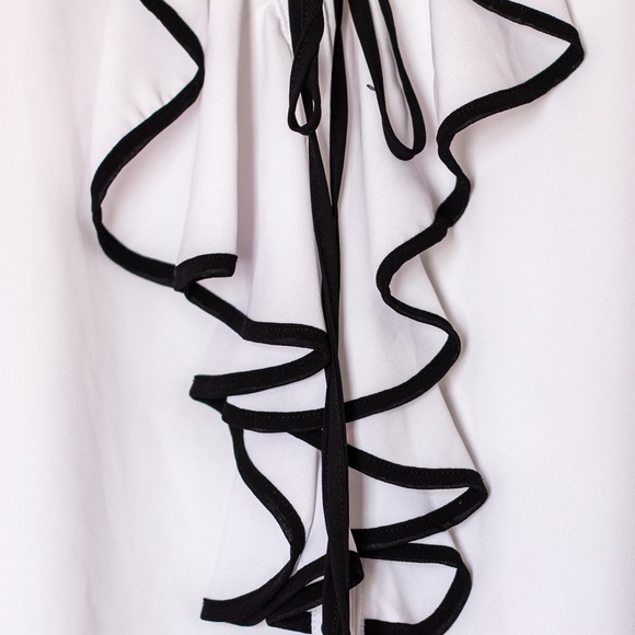 New Directions | White and Black Ruffle Blouse Lolita - Picture 3 of 5